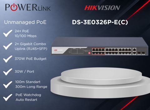 Hikvision DS-3E0326P-E(C) 24 Port PoE+ Switch — Bakı