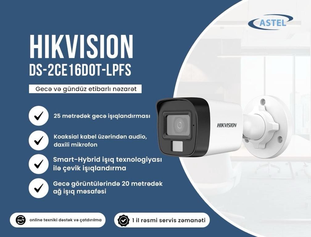 Kamera "Hikvision DS-2CE16D0T-LPFS" — Ağıllı ev və təhlükəsizlik, Bakı