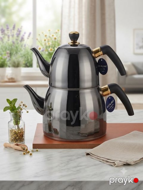 Çaydan dəsti Vicalina, paslanmayan polad, qara, 1000/2500 ml — Bakı