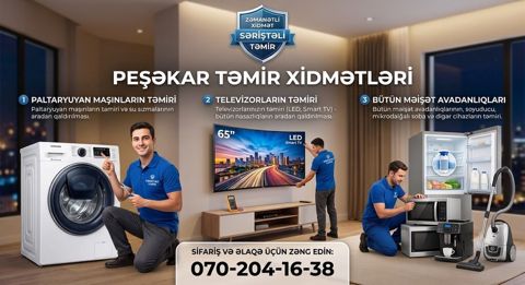 Peşəkar təmir xidmətləri təqdim olunur. Xidmət müxtəlif məişət — Bakı