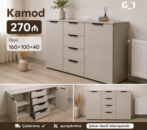 Kamod – G_1 modeli Ölçü: 160 100 40 sm - Mətbəx, qonaq otağı və — Komodlar və tumbalar