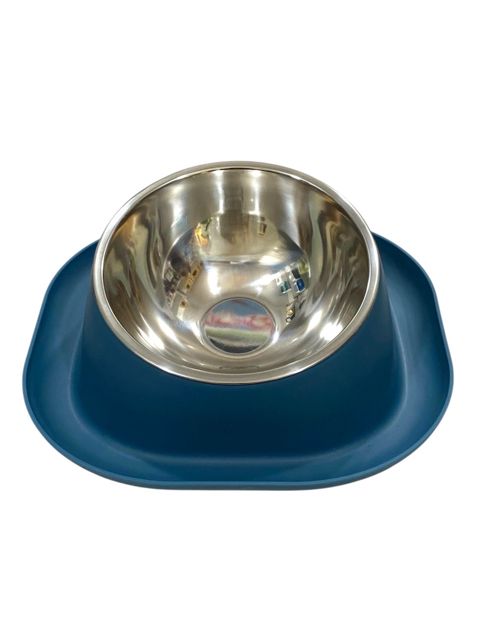 İtlər və pişiklər üçün yem qabı K-522-8-37, metal/plastik, göy/gümüşü — Bakı