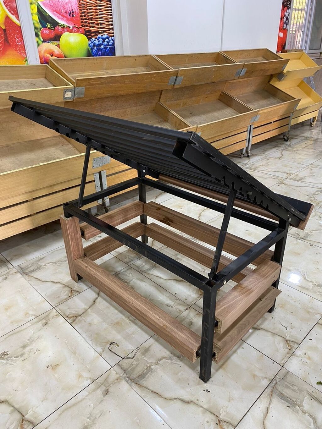Meyvə-tərəvəz bölməsi üçün vitrin/stand dəsti - Mağaza və — Vitrini, Digah (4)