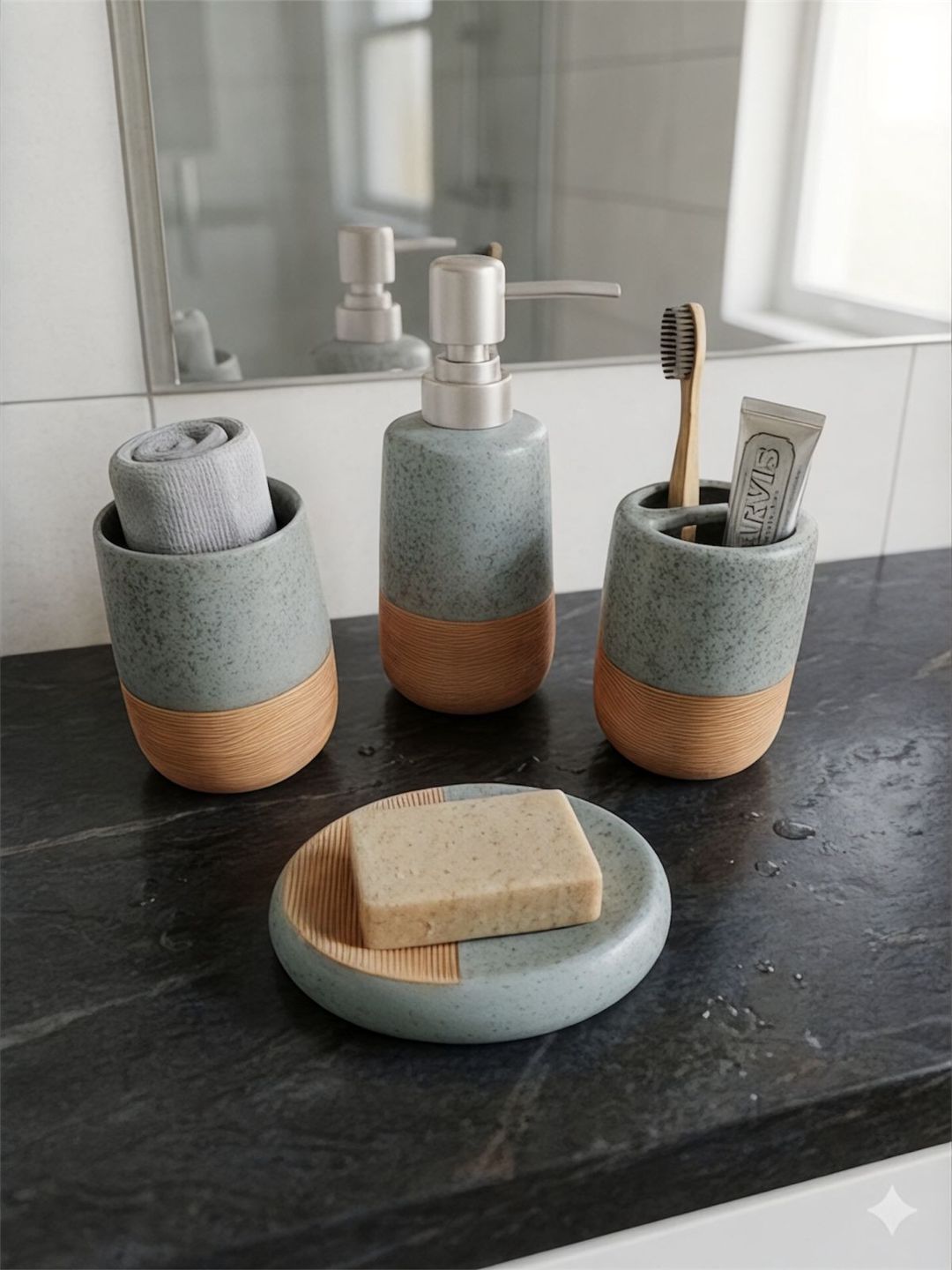 Hamam otağı üçün dəst NP17, keramika, boz/bej — Mallar, Bakı