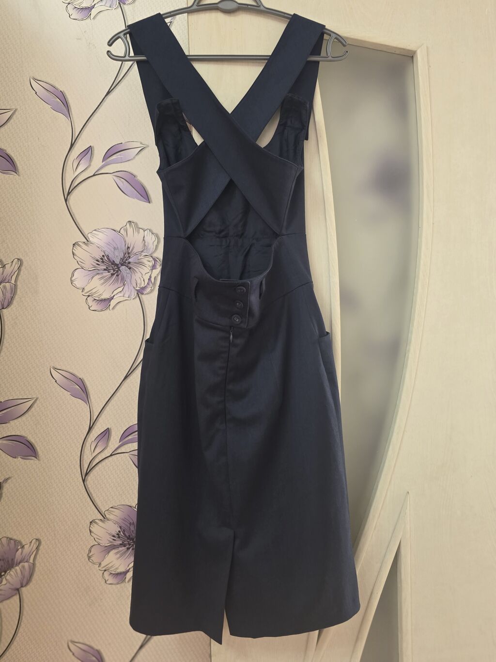Tünd göy rəngli sundress tipli etek–paltar. - Ön hissə klassik düz — Gündəlik paltarlar, Mehdiabad (2)