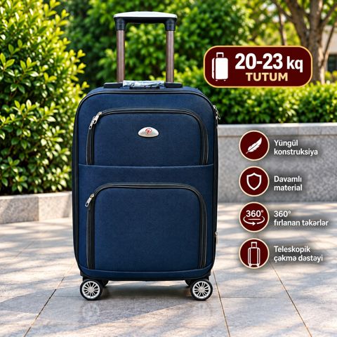 Çamadan 4 təkərli 15367729, tünd göy, parça, ölçü XL — Bakı