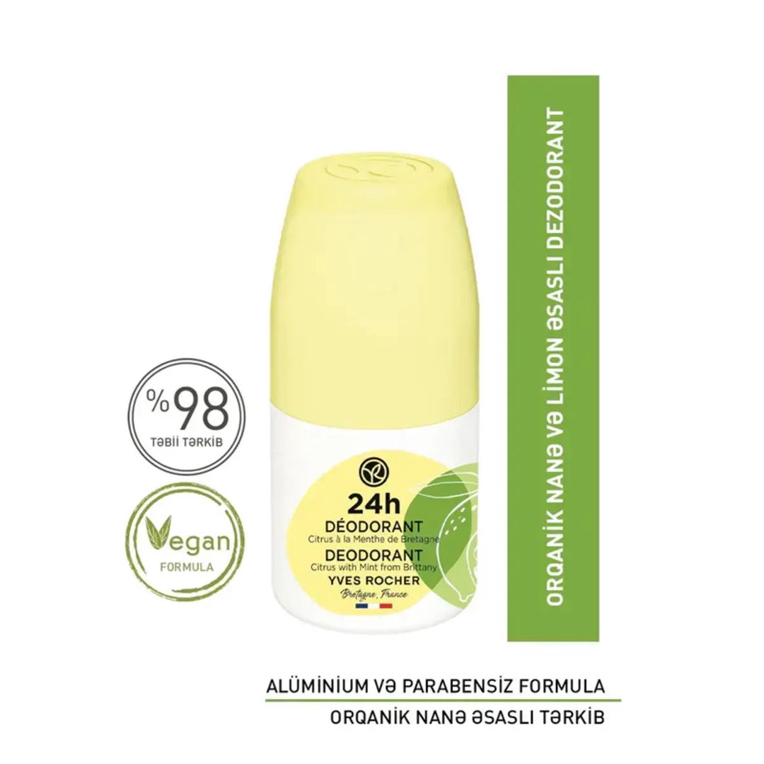Dezodorant Yves Rocher Organic Deodorant 24h Mint & Lemon, 50 ml — Mallar, Bakı (2)