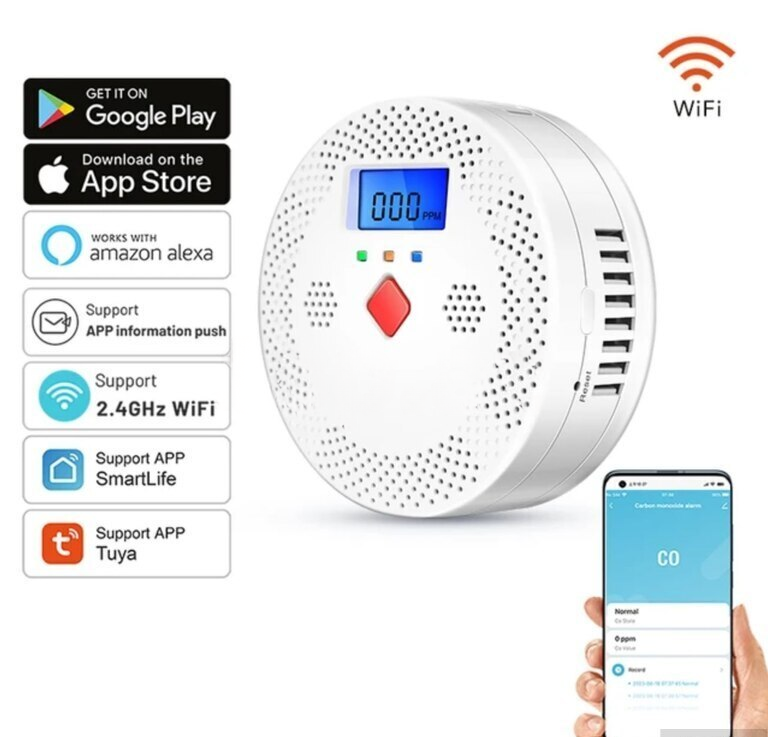Karbonmonoksit detektoru Tuya WiFi ağıllı — Bakı
