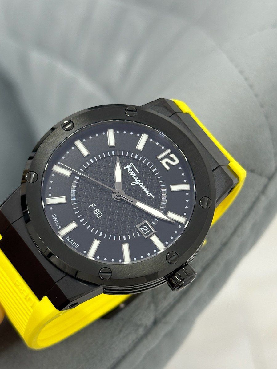 "Salvatore Ferragamo F80 Quartz Black Dial Yellow" qol saatı — Şəxsi əşyalar, Bakı (3)