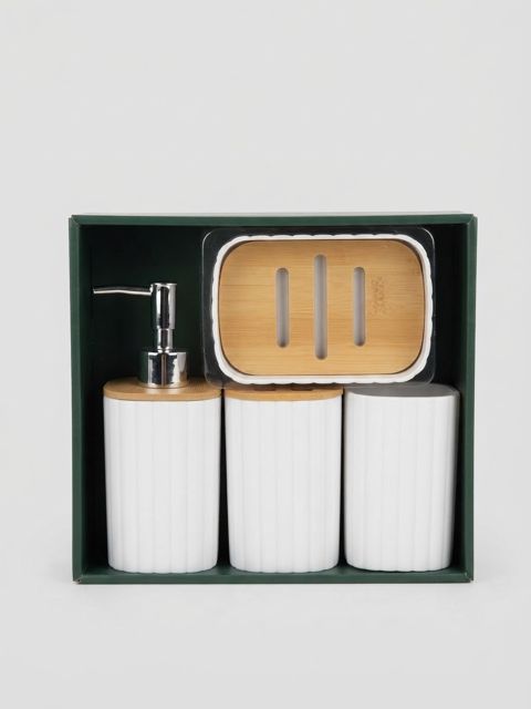Hamam otağı dəsti, plastik/keramika, ağ, 4 parça — Bakı