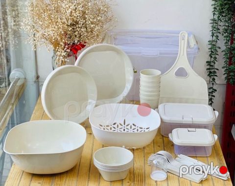 Piknik dəsti, plastik, ağ, 55 parça — Bakı