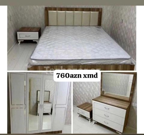Yataq otağı dəsti Komplekt: - İki nəfərlik çarpayı (yumşaq başlıqla) — Bakı