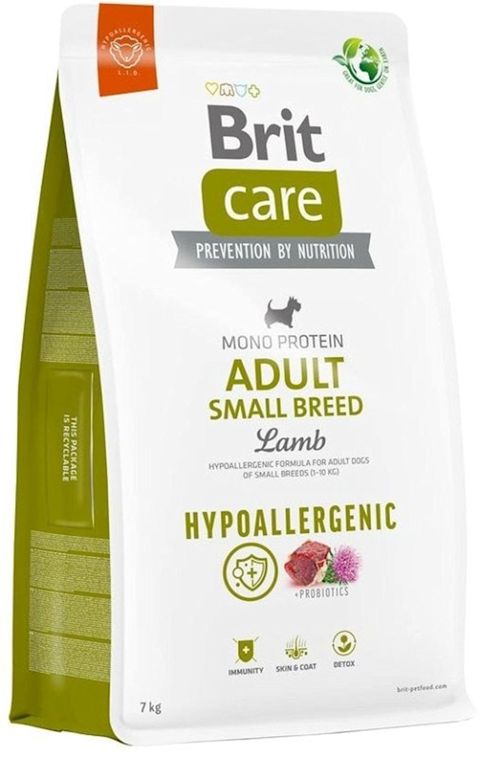 Quru yem Brit Care Hypoallergenic, xırda cinsli yetkin itlər üçün, quzu əti və düyü ilə, 7 kq — Bakı