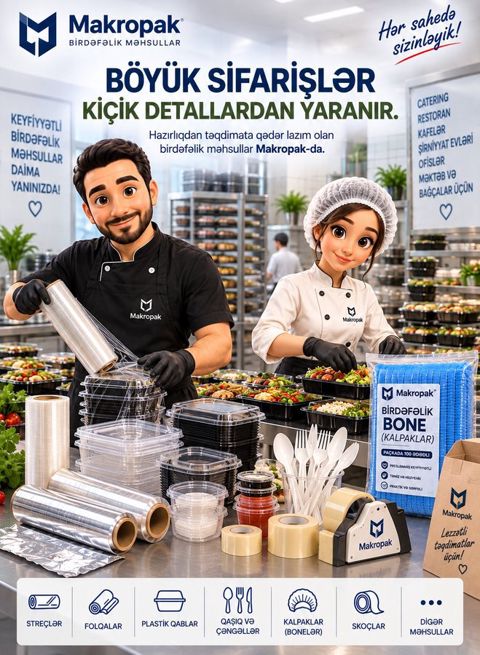 Birdəfəlik məhsullar və baş üçün bone kalpak — Bakı