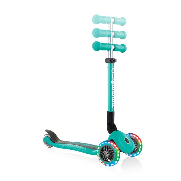 Uşaq samokatı Globber Junior alüminium/plastik, 2-6+ yaş, tünd yaşıl, qatlanan, işıqlı - 437-107 — Mallar, Bakı (3)