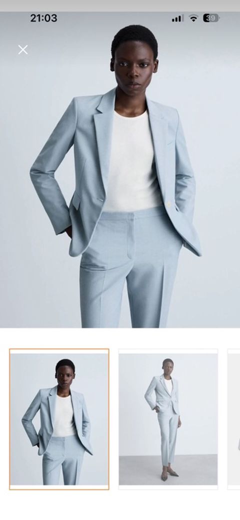 Mavi Açıq Rəngli Qadın Kostyum Dəsti (Blazer + Şalvar) - Model — Masazır
