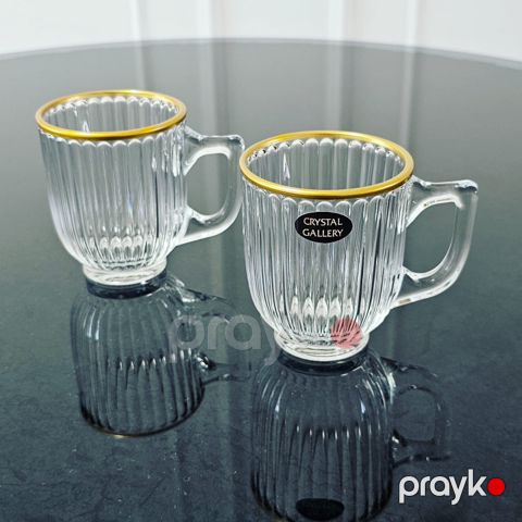 Fincan dəsti Crystal Gallery Gold UT-7316, 6 əd, şəffaf, 200 ml — Bakı