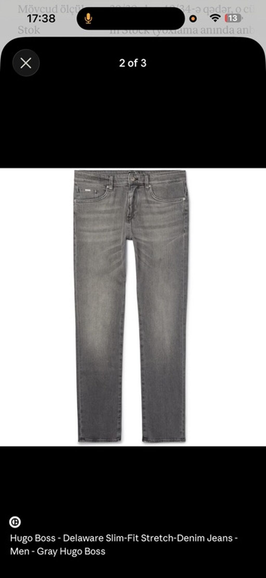 Hugo Boss “Delaware” kişi cins şalvarı – Slim-fit - Rəng: boz (grey — Jins, Bakı (3)