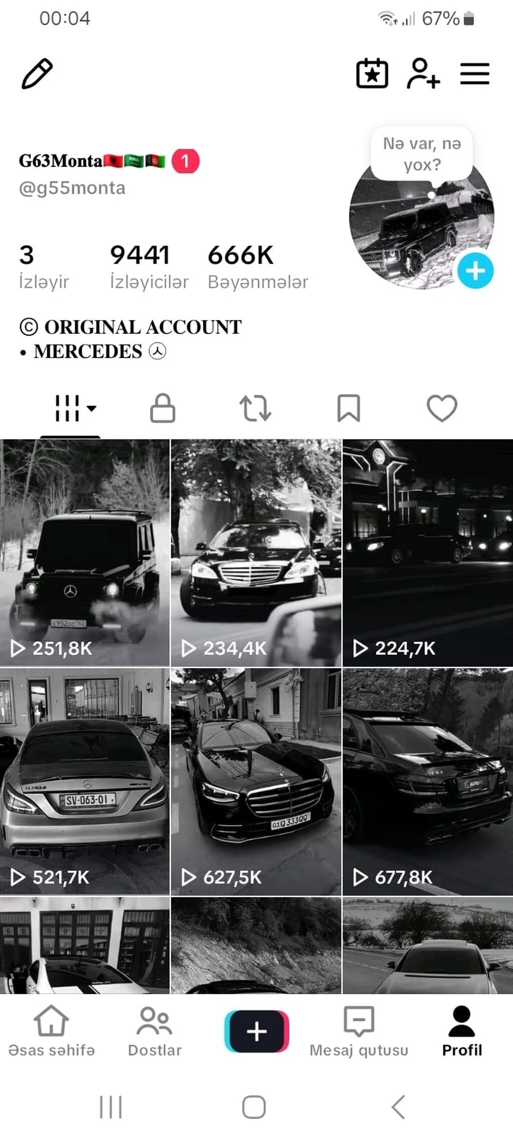 TikTok avtomobil mövzulu səhifə satılır – “G63Monta” (@g55monta) — Avtomobillər, Bakı (2)