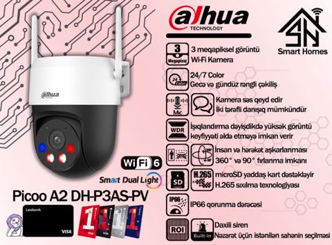Dahua 3MP Wi-Fi kamerası Picoo A2 DH-P3AS-PV — Bakı