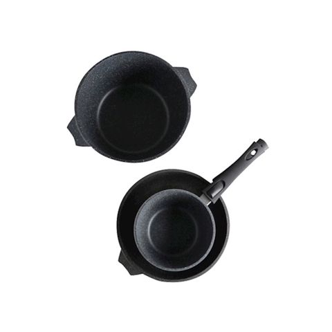 Qab-qacaq dəsti "Мечта. Гранит" 1701, 3 ədəd, tayqulp 1.7 L, qazan 5 L, tava 26 sm, alüminium, qara — Bakı