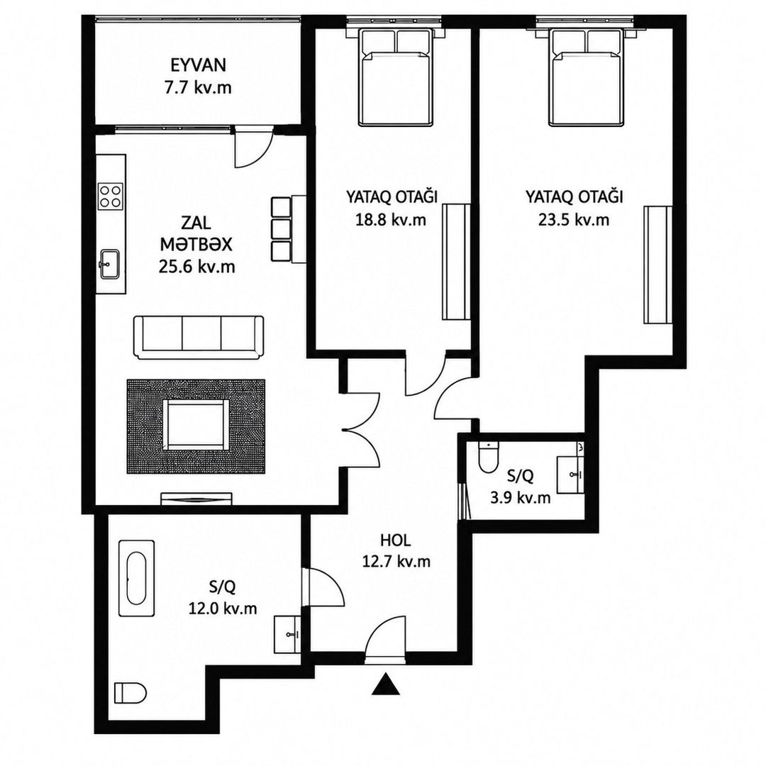 Satılır 3 otaqlı yeni tikili 105 m² — Mənzil, Bakı (9)