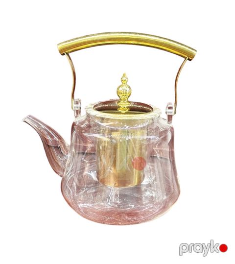 Dəmləmə çaydanı bydp 04, şüşə, şəffaf/qızılı, 1200 ml — Bakı