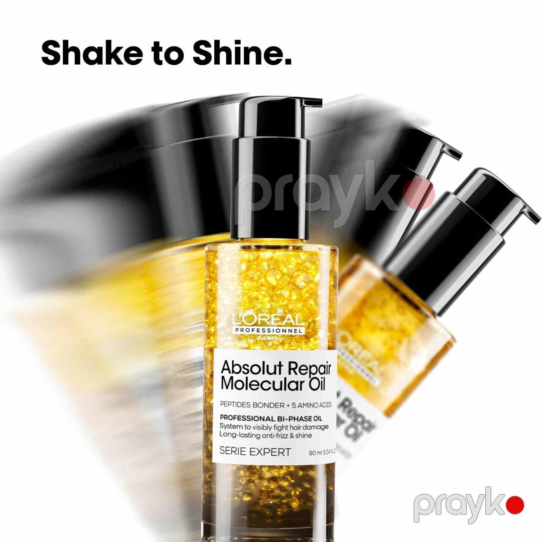 Saçlar üçün yağ L'Oreal Professionnel Absolut Repair Molecular Bi-Phase Oil, 90 ml, zədələnmiş və quru saçlar üçün intensiv bərpaedici - 3474637292454 — Mallar, Bakı (2)