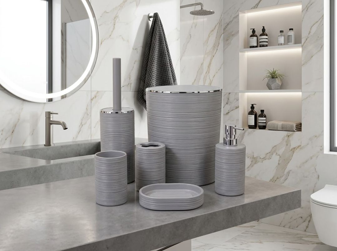 Hamam otağı dəsti Homara, 5 əşya, boz — Mallar, Bakı (2)