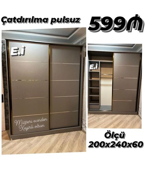 Sürgülü qapılı geyim dolabı - Ölçü: 200x240x60 sm - Rəng: tünd — Мебель для хранения