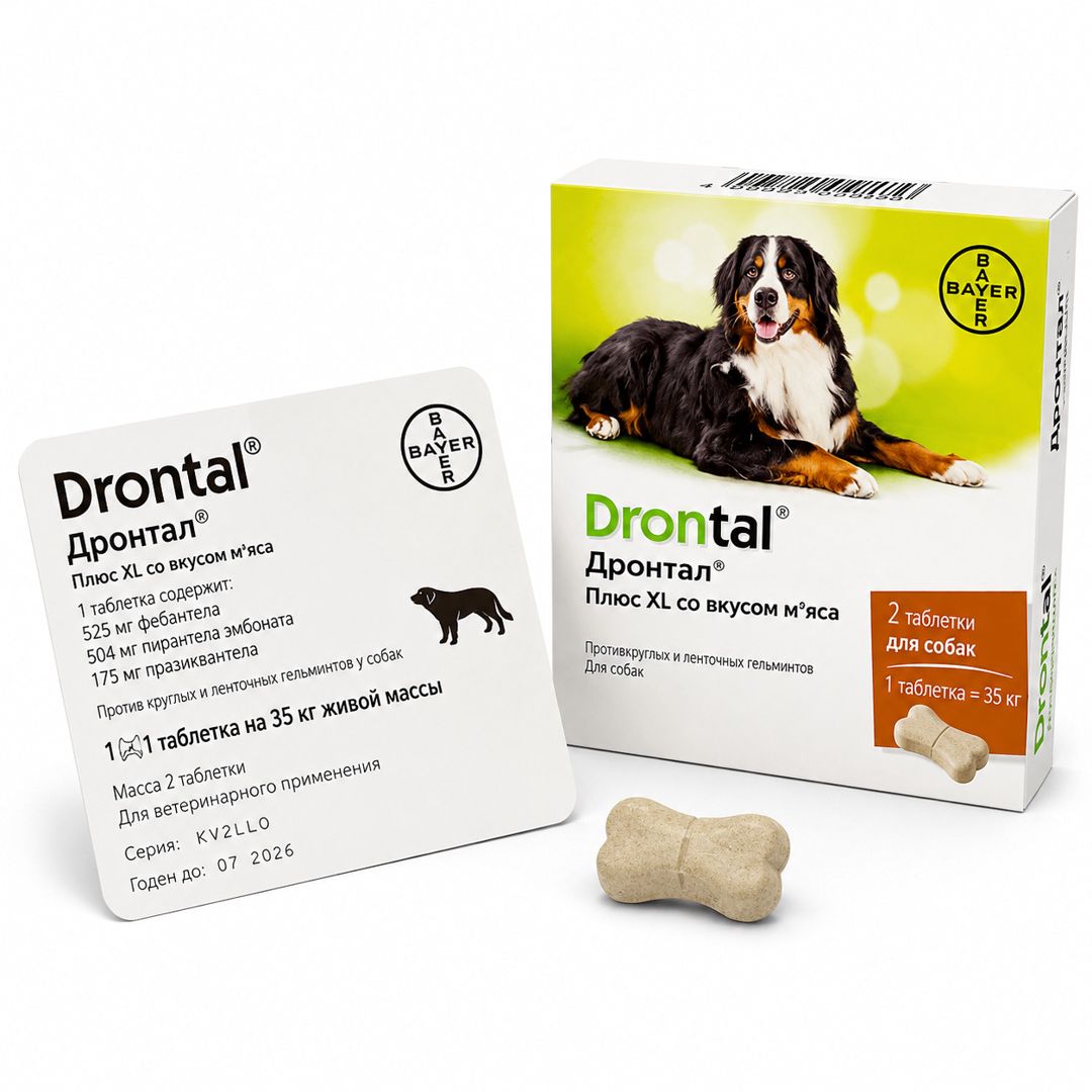 İtlər üçün parazitlərə qarşı həblər Drontal Plus, 35 kq-a qədər — Mallar, Bakı