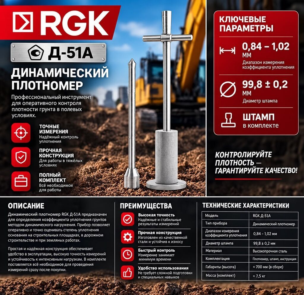 Penetrometr Model: RGK D-51A Sıxlıq ölçən cihaz dinamik yüklənmədən — Ölçü alətləri, Bakı (3)