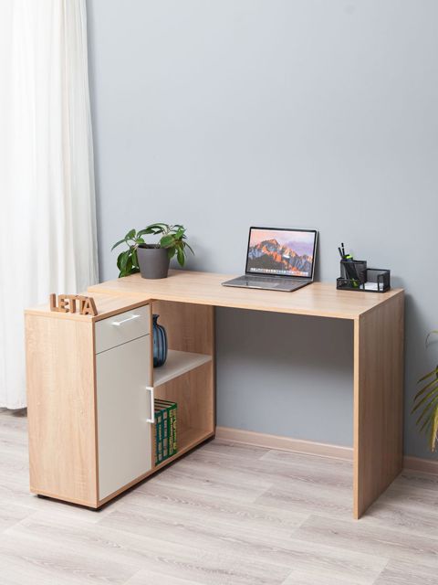 Kompüter stolu Letta 3563, 73.5x50x113 sm, qəhvəyi/ağ — Bakı
