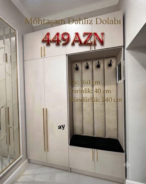 Möhtəşəm Dəhliz Dolabı Ölçülər: - Eni: 160 sm - Dərinlik: 40 sm — Digah
