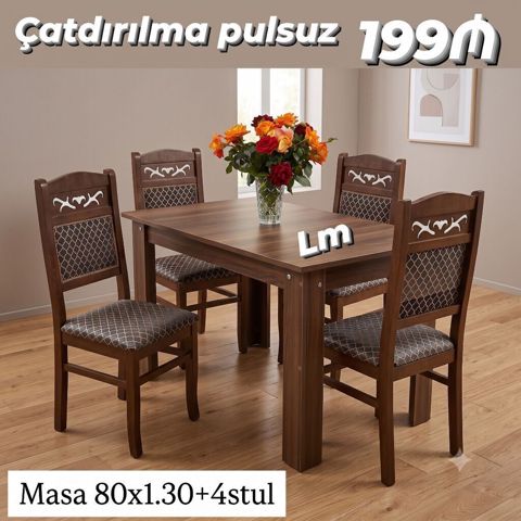 Masa dəsti Masa +4 Stull Qiymət 199₼ Masa ölçü: 80x1.30 Rəng — Bakı