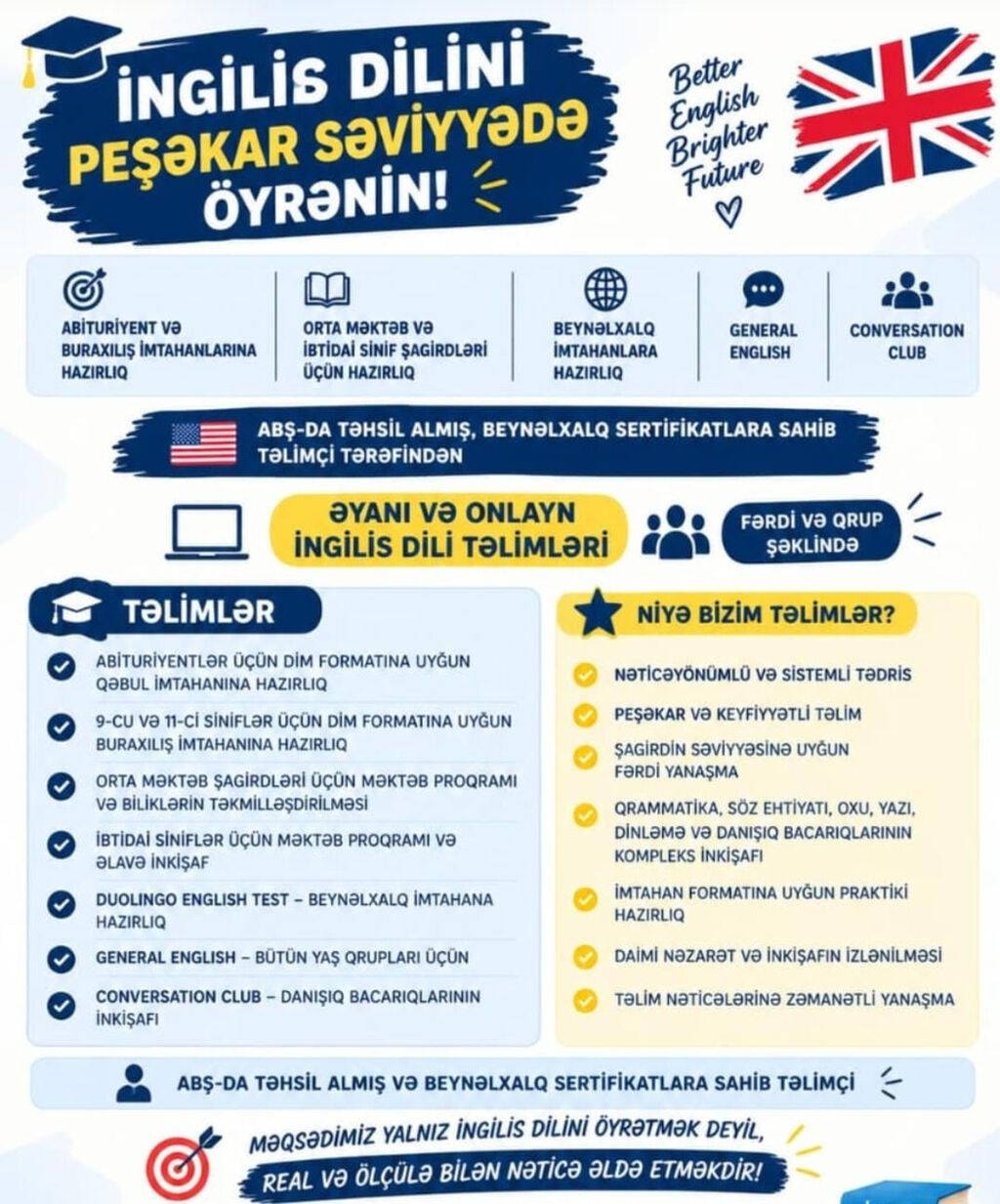 Xarici dil kursu, İngilis dili, Böyüklər üçün, Uşaqlar üçün, Danışıq klubu, Ielts/toefl, Diplom, sertifikat — Xarici dillər, Bakı