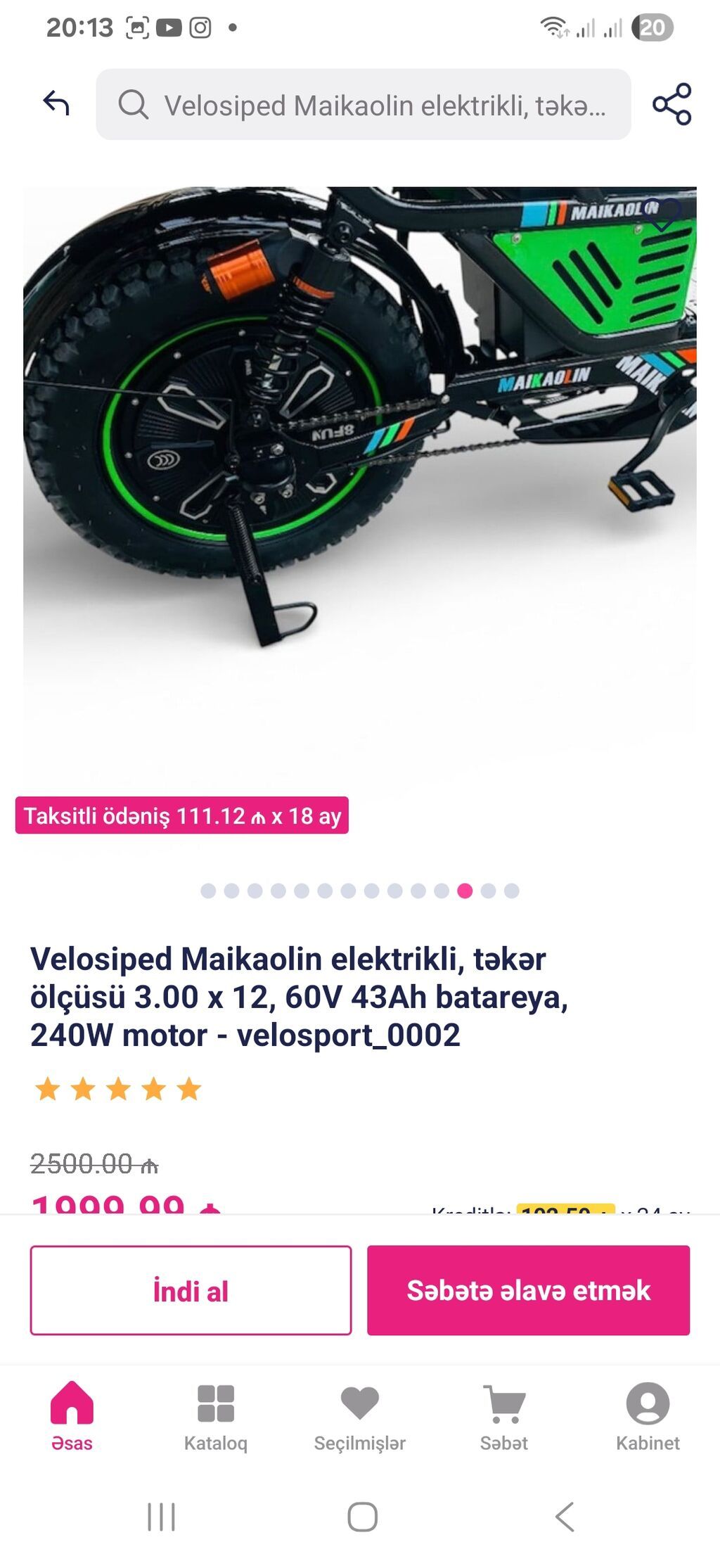 Maikaolin elektrikli velosiped/skuteri Texniki göstəricilər: - Motor — Elektrik velosipedləri, Bakı (2)