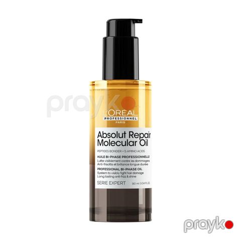 Saçlar üçün yağ L'Oreal Professionnel Absolut Repair Molecular Bi-Phase Oil, 90 ml, zədələnmiş və quru saçlar üçün intensiv bərpaedici - 3474637292454 — Bakı