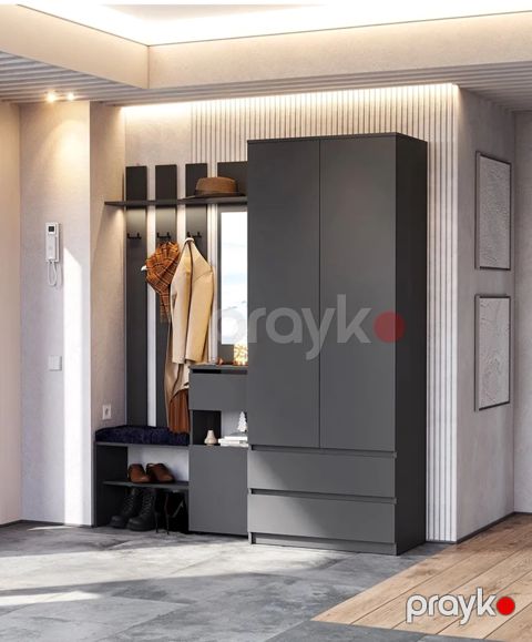 Dəhliz üçün şkaf SO 001, laminat, antrasit, 180x35x200 sm — Bakı
