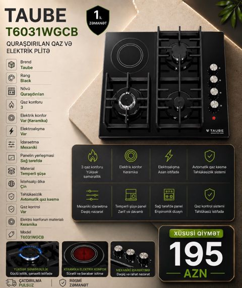 Plite Taube T6031WGCB — Bakı