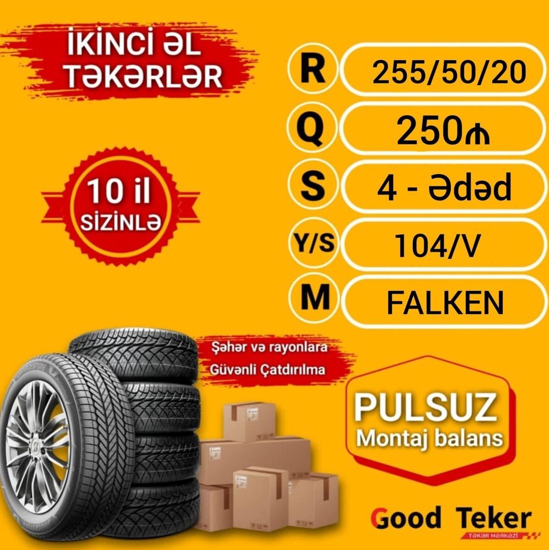 Falken şinləri 255.50 R20 — Ehtiyat hissələri və aksesuarlar, Bakı (6)