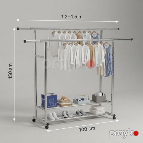 Döşəməüstü asılqan FXH154Mt, metal, gümüşü, 150x100x120-150 sm — Bakı