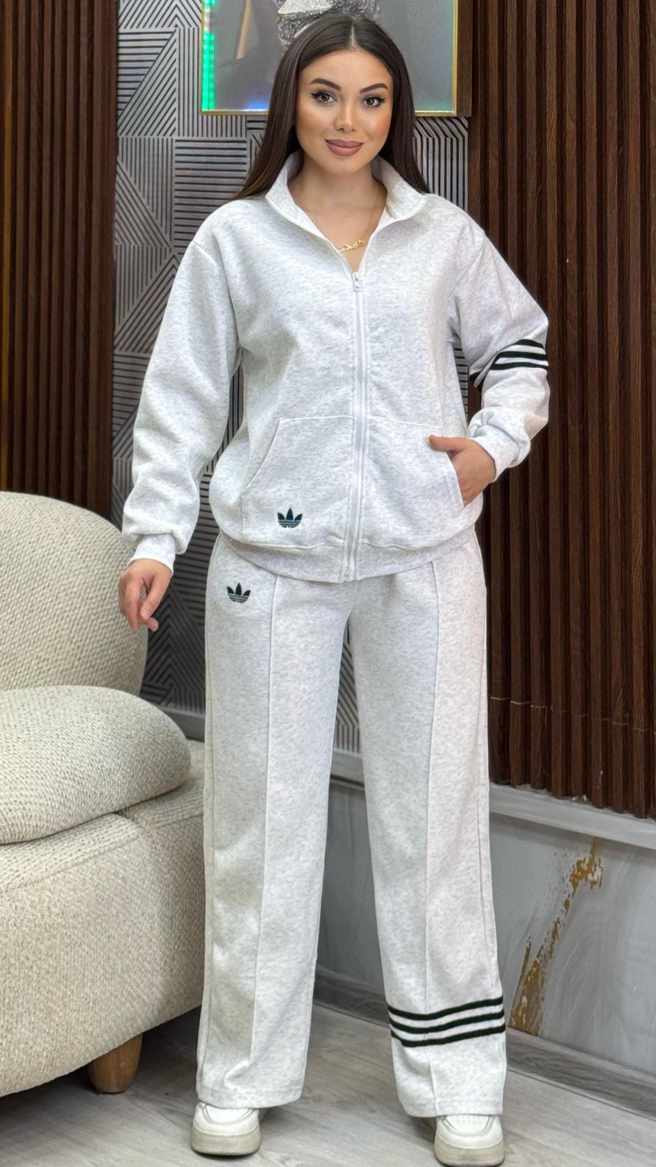 Qadın idman kostyumu 12351, açıq boz, İki iplik, One size — Mallar, Bakı