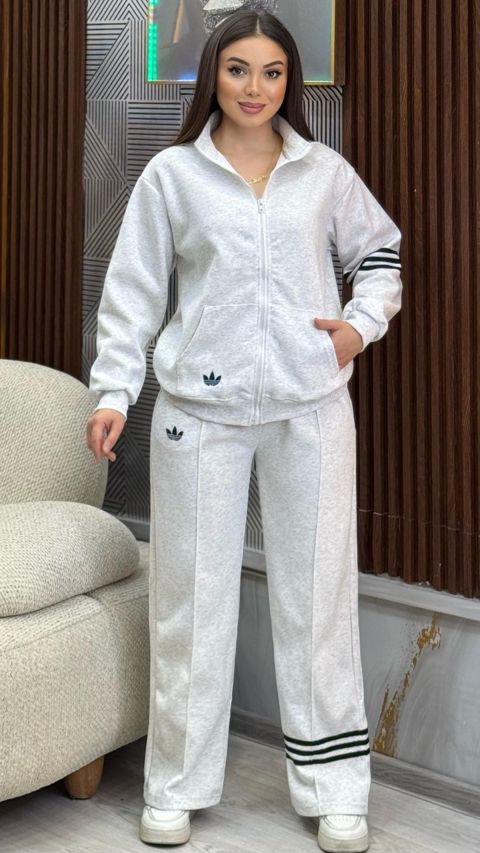 Qadın idman kostyumu 12351, açıq boz, İki iplik, One size — Bakı