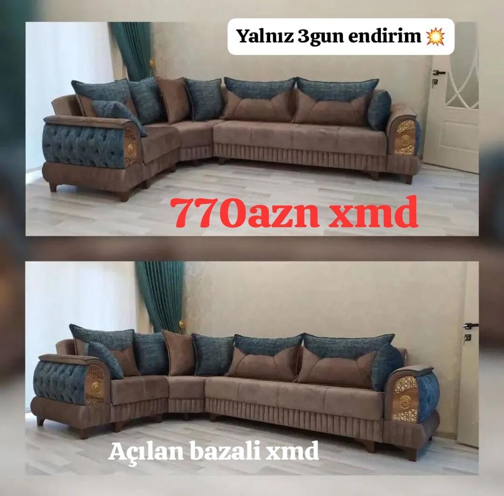 Künc divan – açılan, bazalı model - L‑şəkilli künc divan - Açılan — Divanlər, Bakı