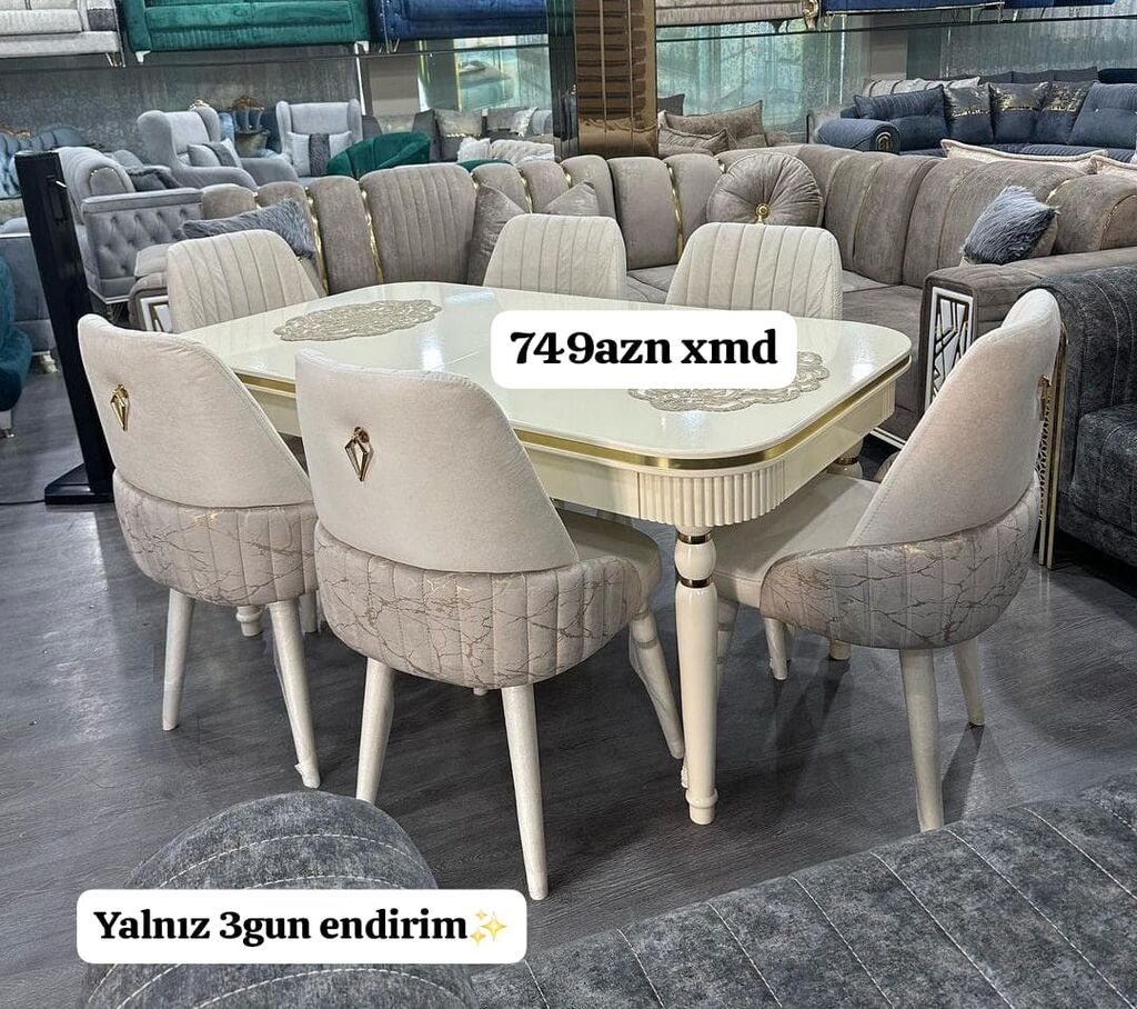Qonaq otağı üçün, Yeni, Açılan, Dördbucaq masa, 6 stul — Masalar və stullar, Bakı