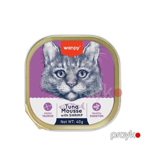 Pişiklər üçün nəm yem Wanpy Tuna Mousse with Shrimp, 40 q — Bakı