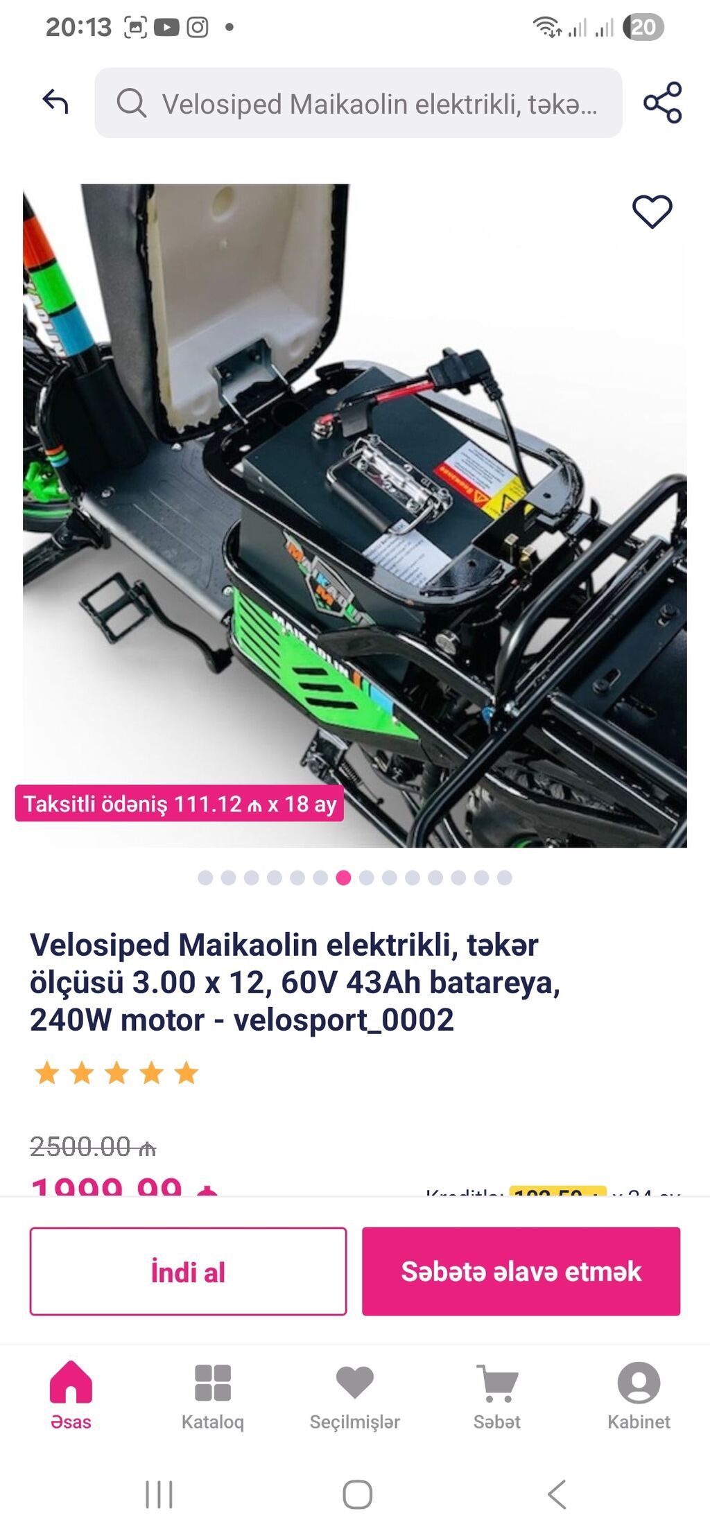 Maikaolin elektrikli velosiped/skuteri Texniki göstəricilər: - Motor — Elektrik velosipedləri, Bakı (4)