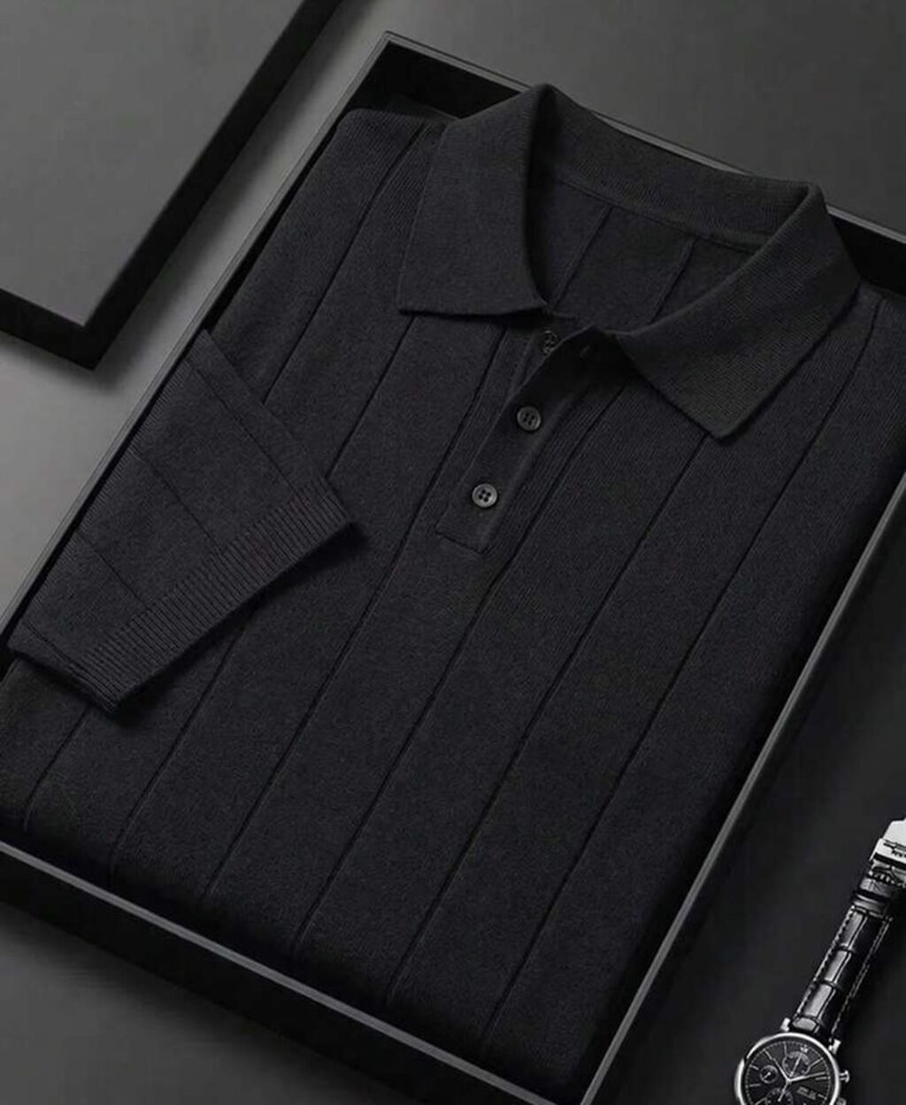 S;m;l;xl Kişilər üçün qara trikotaj polo köynək - Model: qısaqol — Futbolka və polo, Bakı (2)