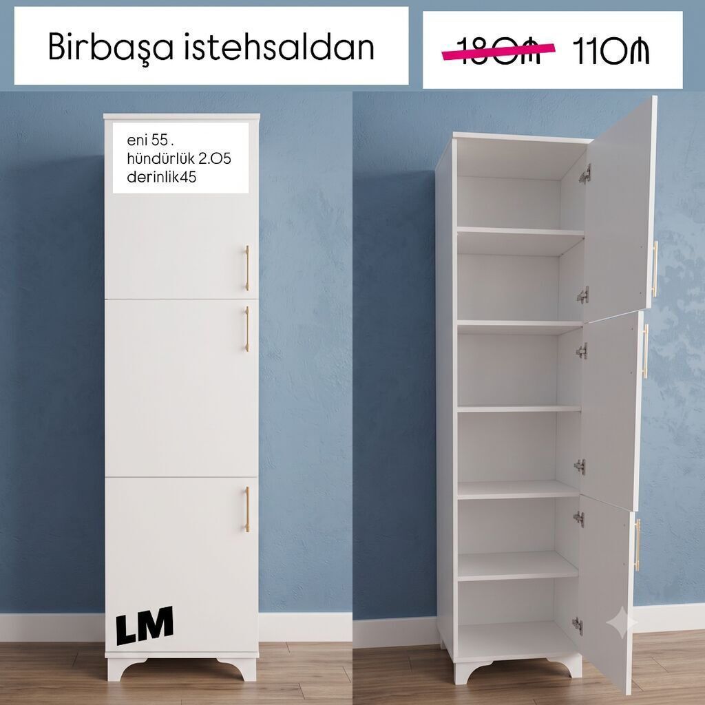 Bir qapılı dolablar təmiz laminatla Qiymət 110₼ Təhvil qısa — Şkaflar, Bakı (2)